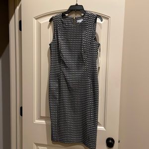 Calvin Klein Black and White Sleeveless Sheath Dress